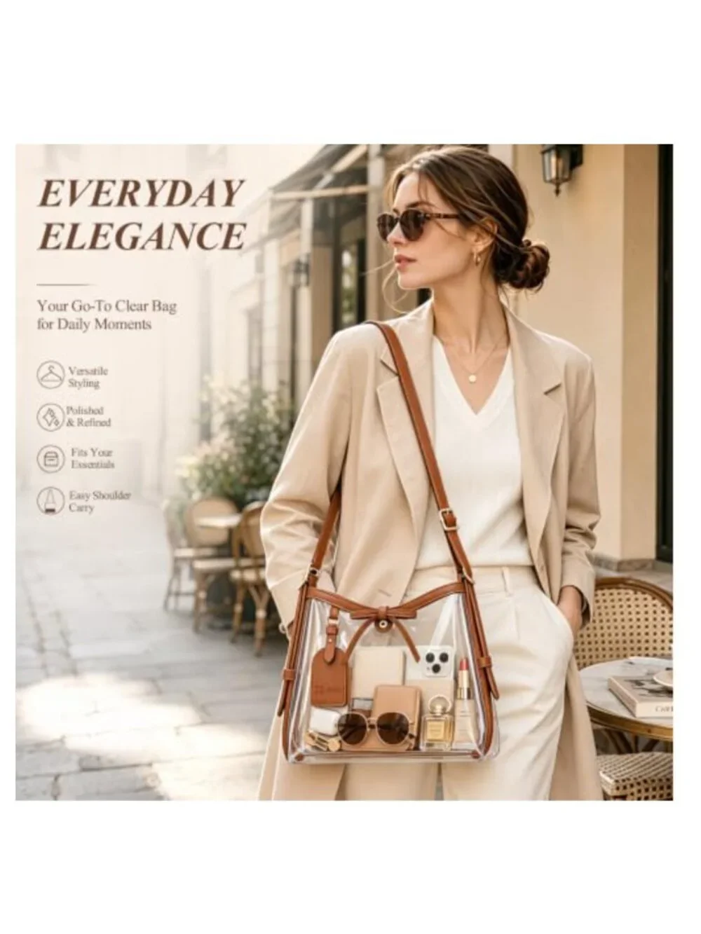 Clear Shoulder Bag for Stadium Events Tote
